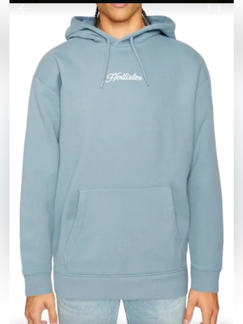 Hollister Men's Light Blue Hoodie#70%cotton